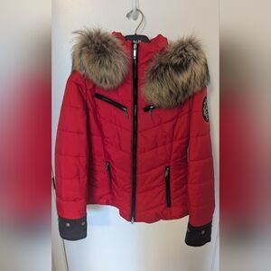 Brand New M.Miller Red Fur-Trimmed Puffer Coat